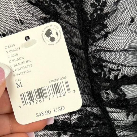 Free People new with tags black lace sheer fairy whimsy goth top - Picture 6 of 8